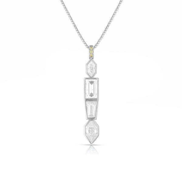special cuts mixed shapes vertical diamond pendant necklace, in 18k white gold <span class='visuallyhidden'>Call, text 323-404-2959 for shopping help.</span>